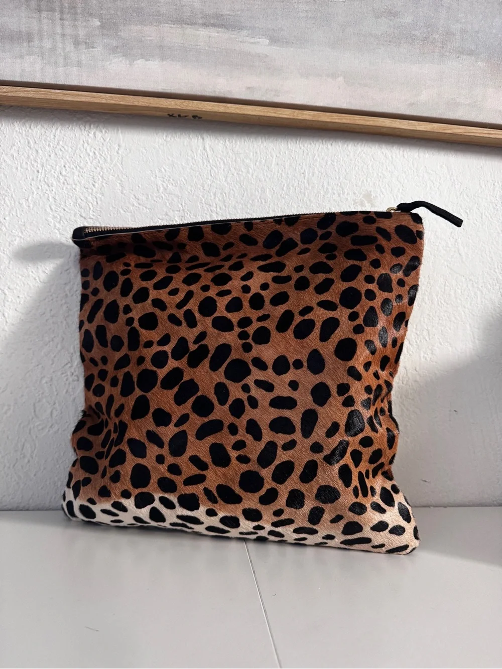 Clare V Leopard Print Clutch in Brown and Black - Picture 2 of 14